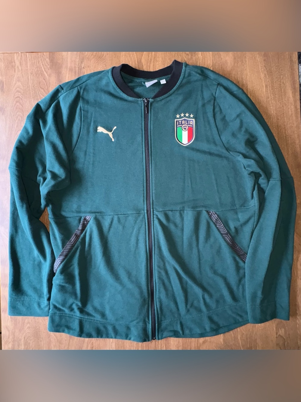 Puma Men's Dark Green Italia Full-Zip Performance Jacket